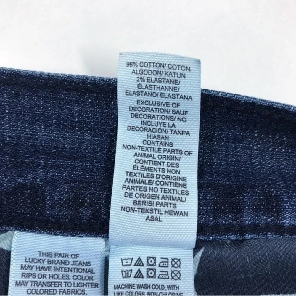 Lucky Brand 221 Original Straight Men's Dark Blue Wash Denim Jeans Distressed 38 - Picture 11 of 13
